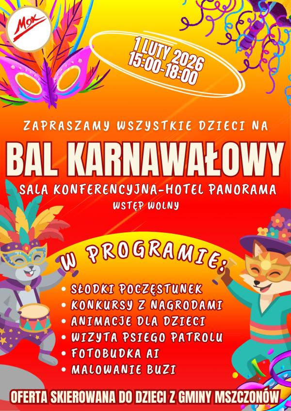 1 lutego Bal Karnawałowy dla dzieci!